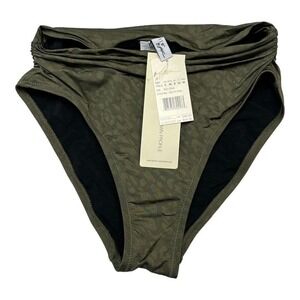 Profile‎ by Gottex Bikini Bottoms  6 Olive Green Animal Print High Waist Swim